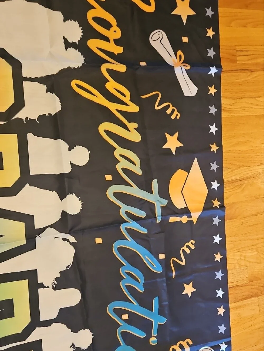 Graduation Banner Flag - Multicolor on Black - Party Decoration